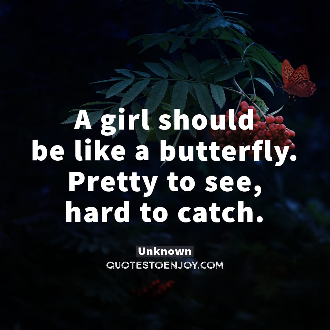 A Girl Should Be Like A Butterfly Pretty To See Hard To Author Unknown