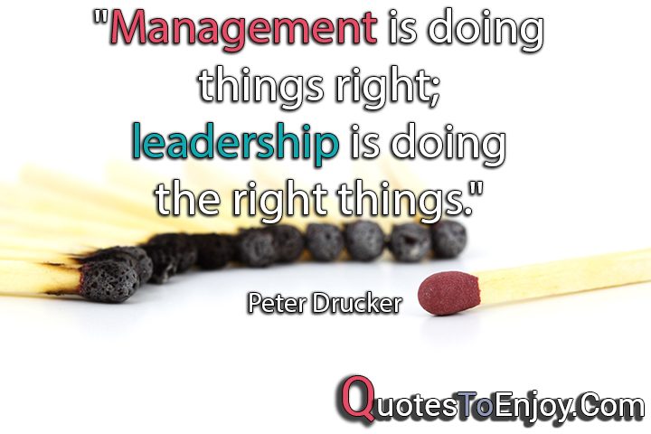 peter drucker management is doing things right