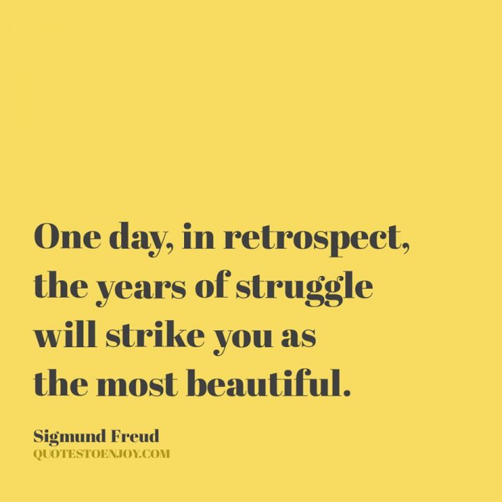 One Day In Retrospect The Years Of Struggle One Day, In Retrospect, The Years Of Struggle Will Strike... - Sigmund Freud