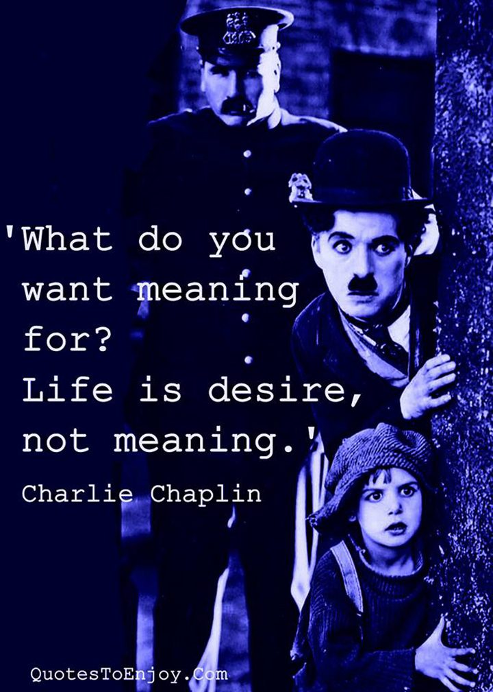 What Do You Want A Meaning For Life Is A Desire Not A Charlie Chaplin
