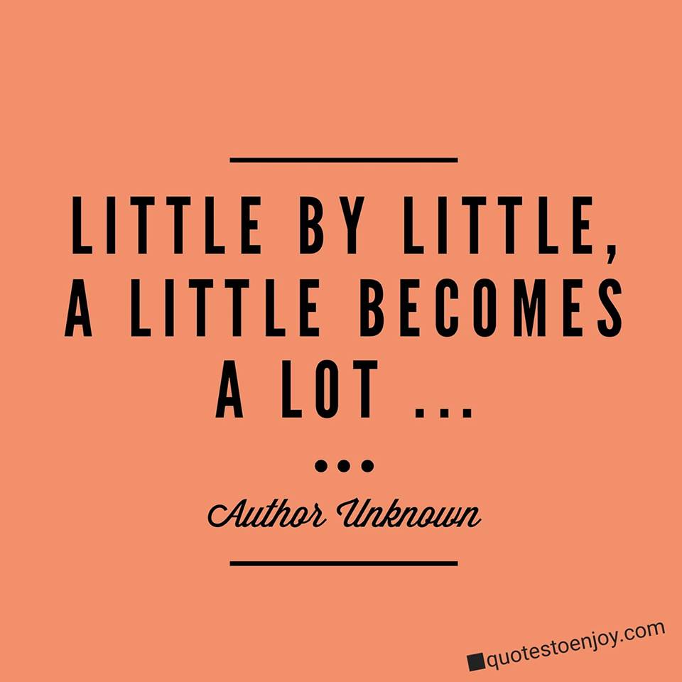 Little by little, a little a lot... Author Unknown