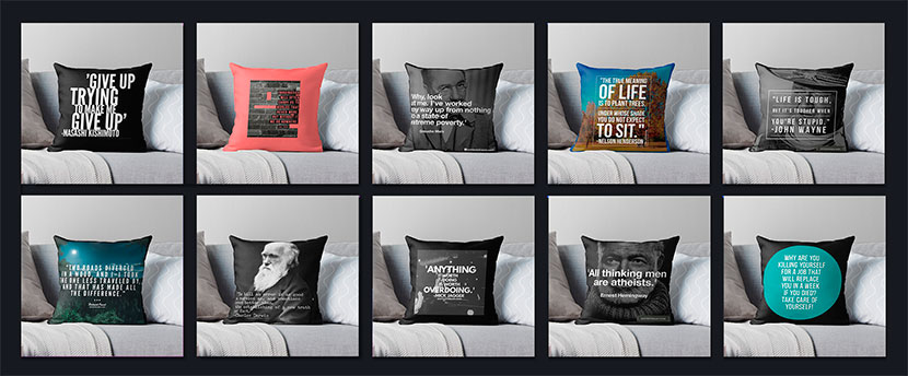 Image of most popular quote-printed throw pillows for home decor.